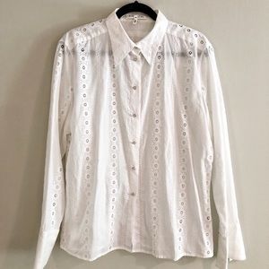 Vintage Escada White Sheer Button Down | Size 44